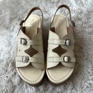 Anthropologie Buckle Platform Wedges